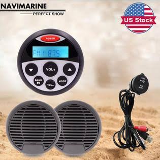 Marine Gauge Style Bluetooth Stereo Boat FM AM Radio MP3 Player with Boat Speaker N988