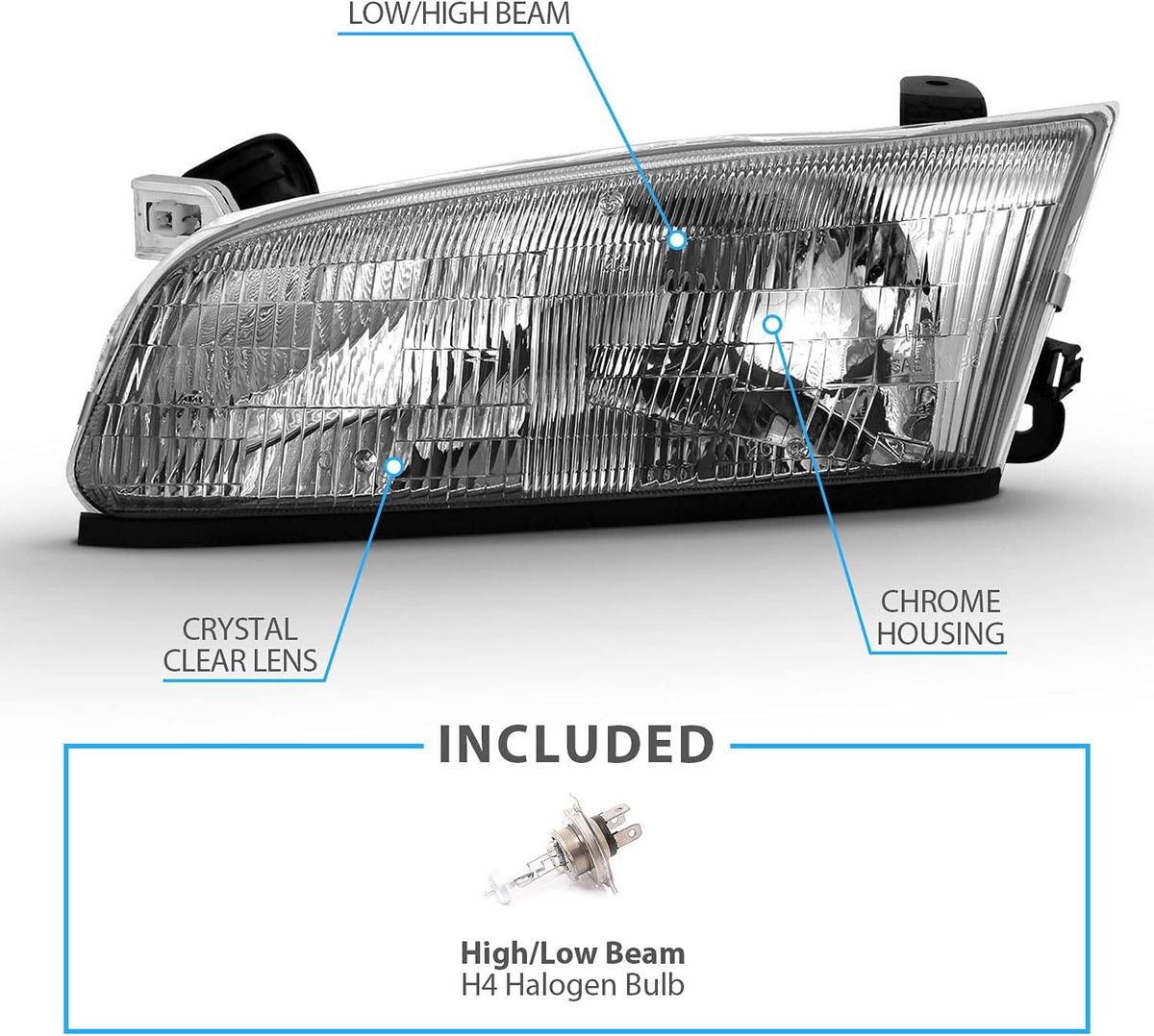 Chrome Replacement Headlights for Toyota Camry Pair W722423