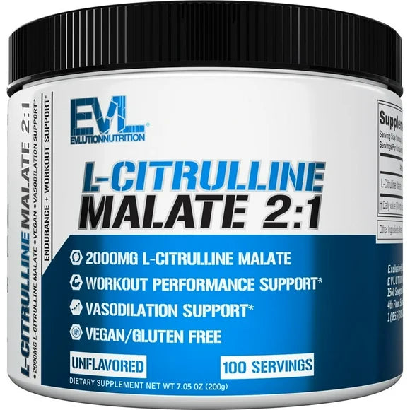 L-Citrulline Malate 2:1 200mg Vegan Gluten Free Dietary Supplement 100 Servings Unflavored Z8546