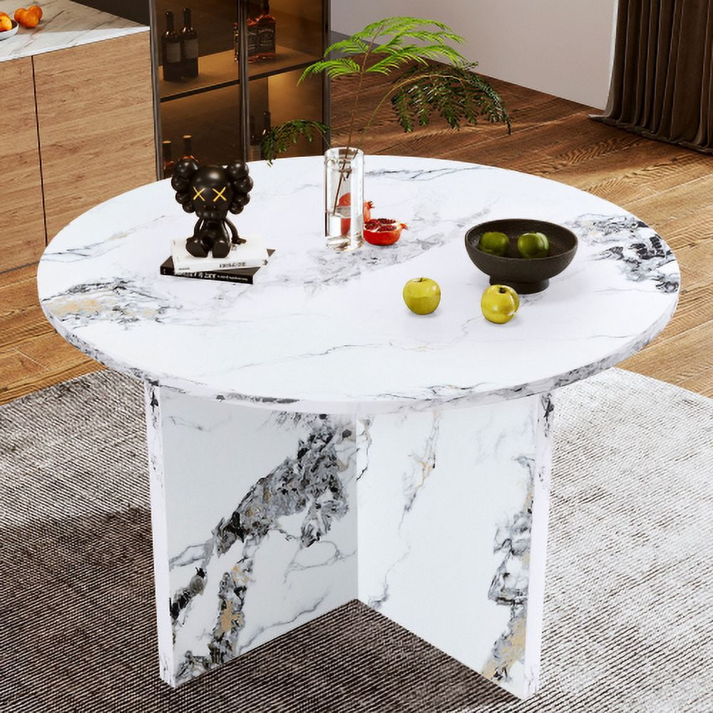 47 Inch Faux Marble Round Dining Table V1542