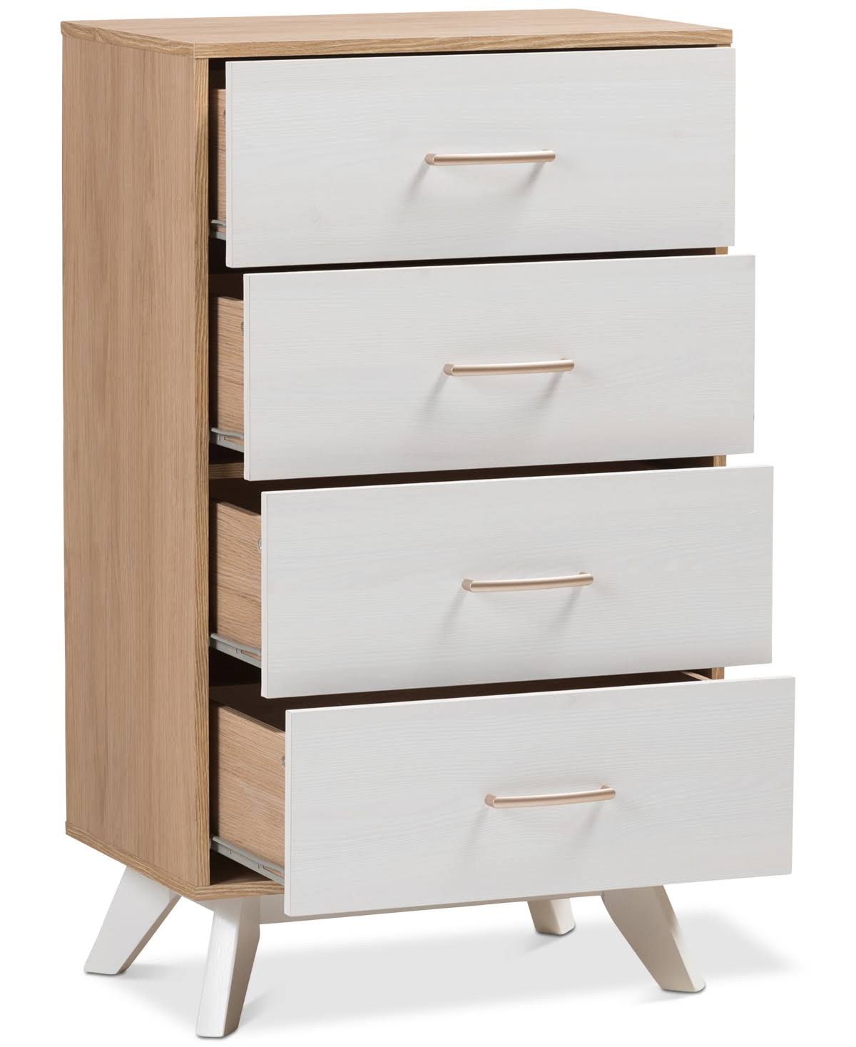 Natural Oak and Whitewashed Wood 4-Drawer Chest J343837