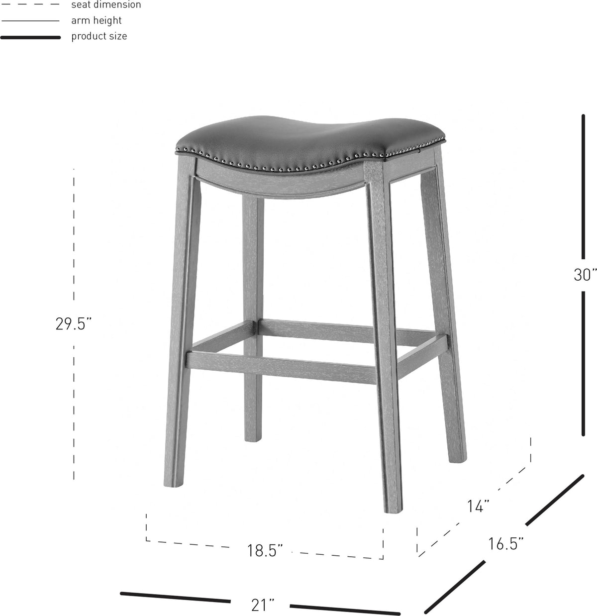 Matt Gray Polyurethane Leather Bar Stool U4487