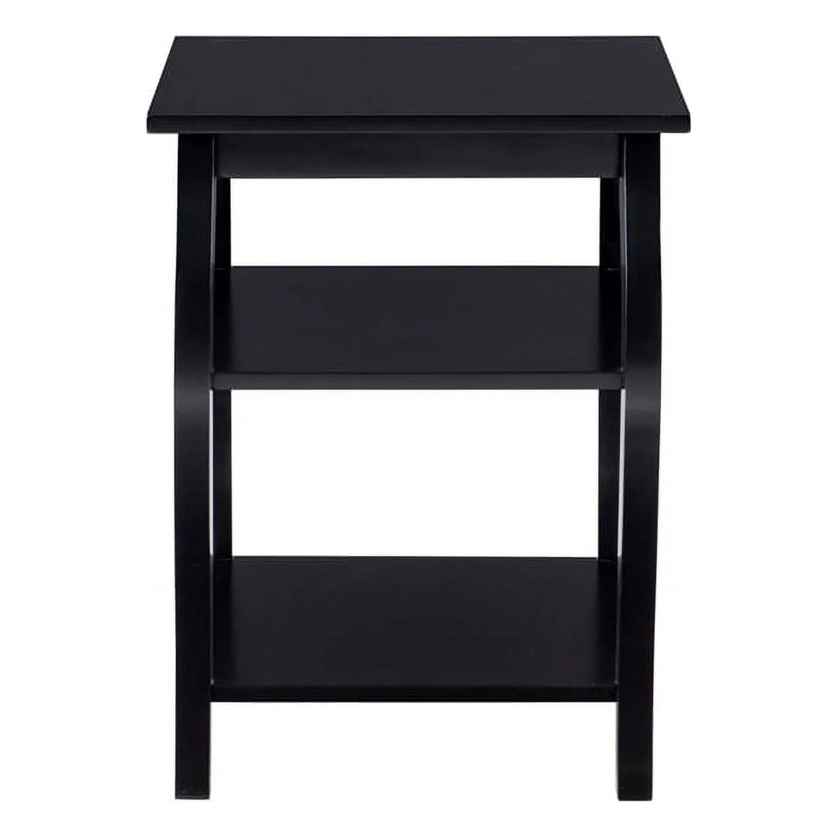 Black Wood Side Table with 2 Shelves Q9647