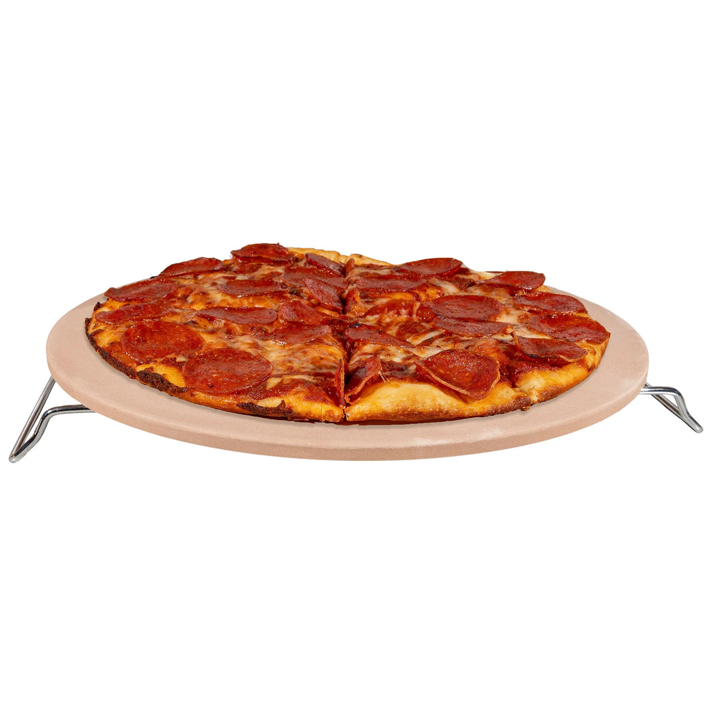 15-inch Pizza Stone with Pizza Cutter and Serving Rack C616664