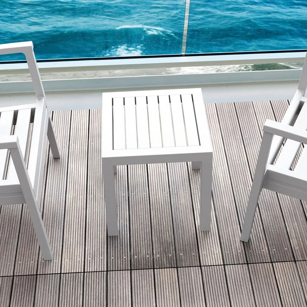2 Piece White Resin Patio Side Table Set Z16217