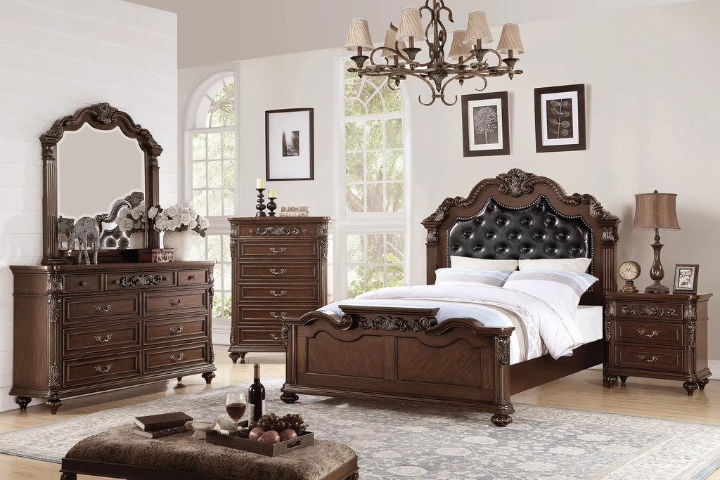 4pcs Eastern King Bed Dresser Mirror Nightstand D56662