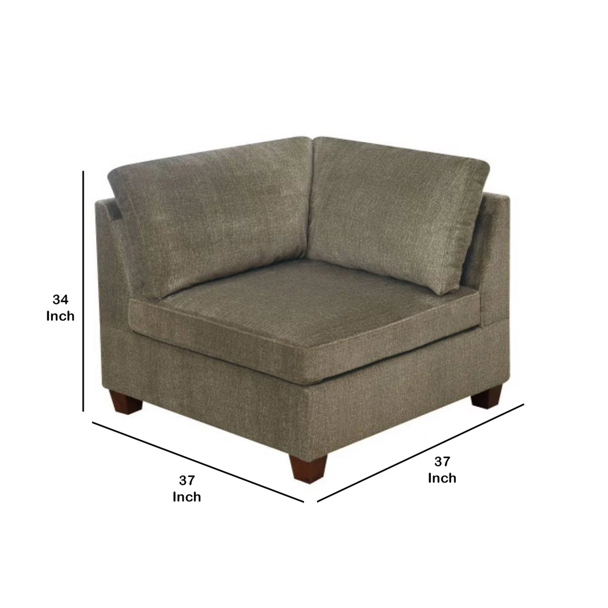 37 Inches Fabric Upholstered Wooden Corner Wedge O6450