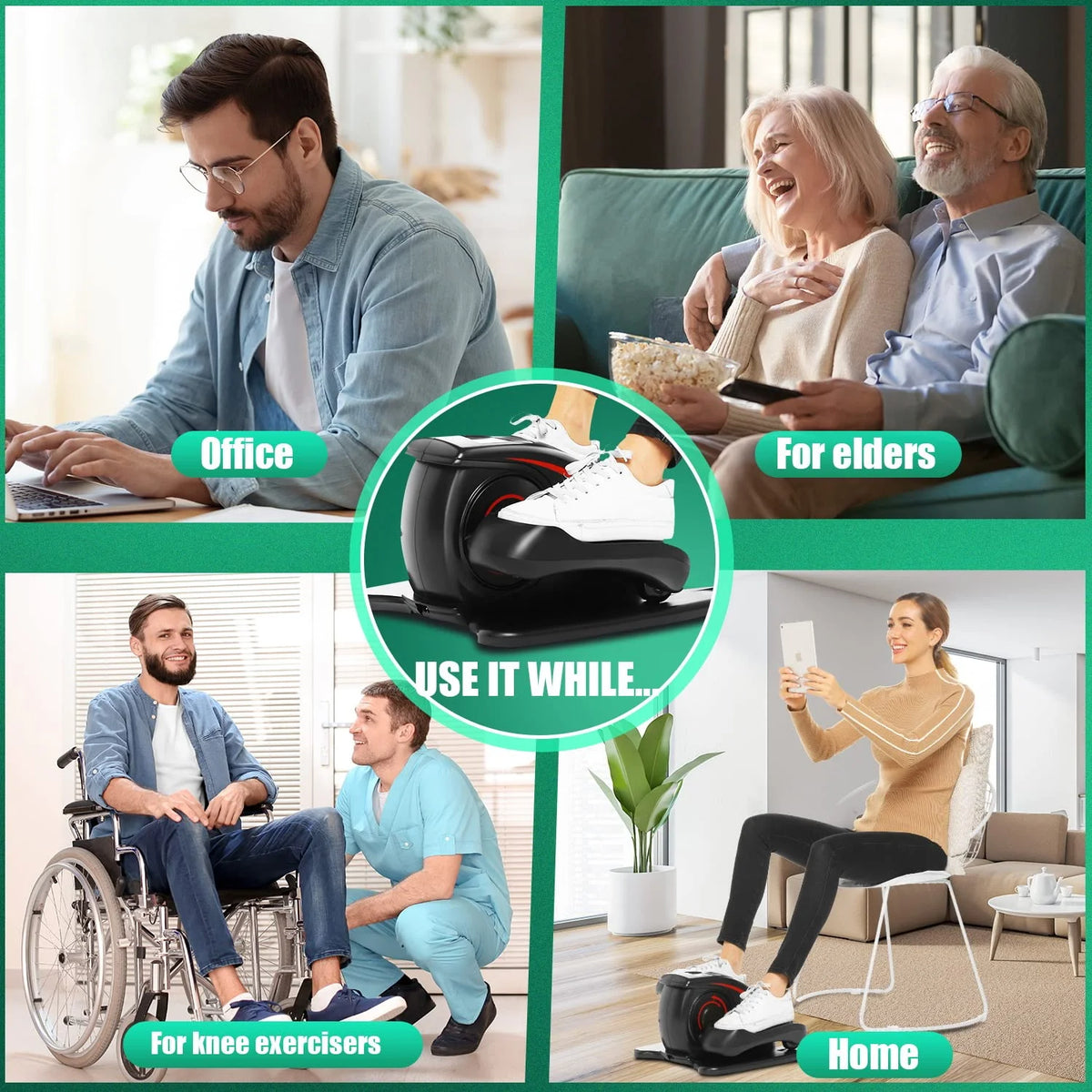 Under Desk Elliptical Machine Seated Pedal Exerciser with LCD Display R540