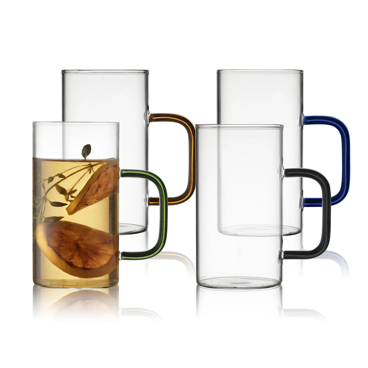Glass Mug 35 cl 4pcs Assorted B78527