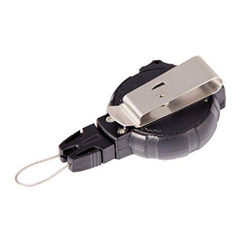 Large Retractable Gear Tether with Rotating Clip, 48 inch Kevlar Cord, Black Polycarbonate Case U814