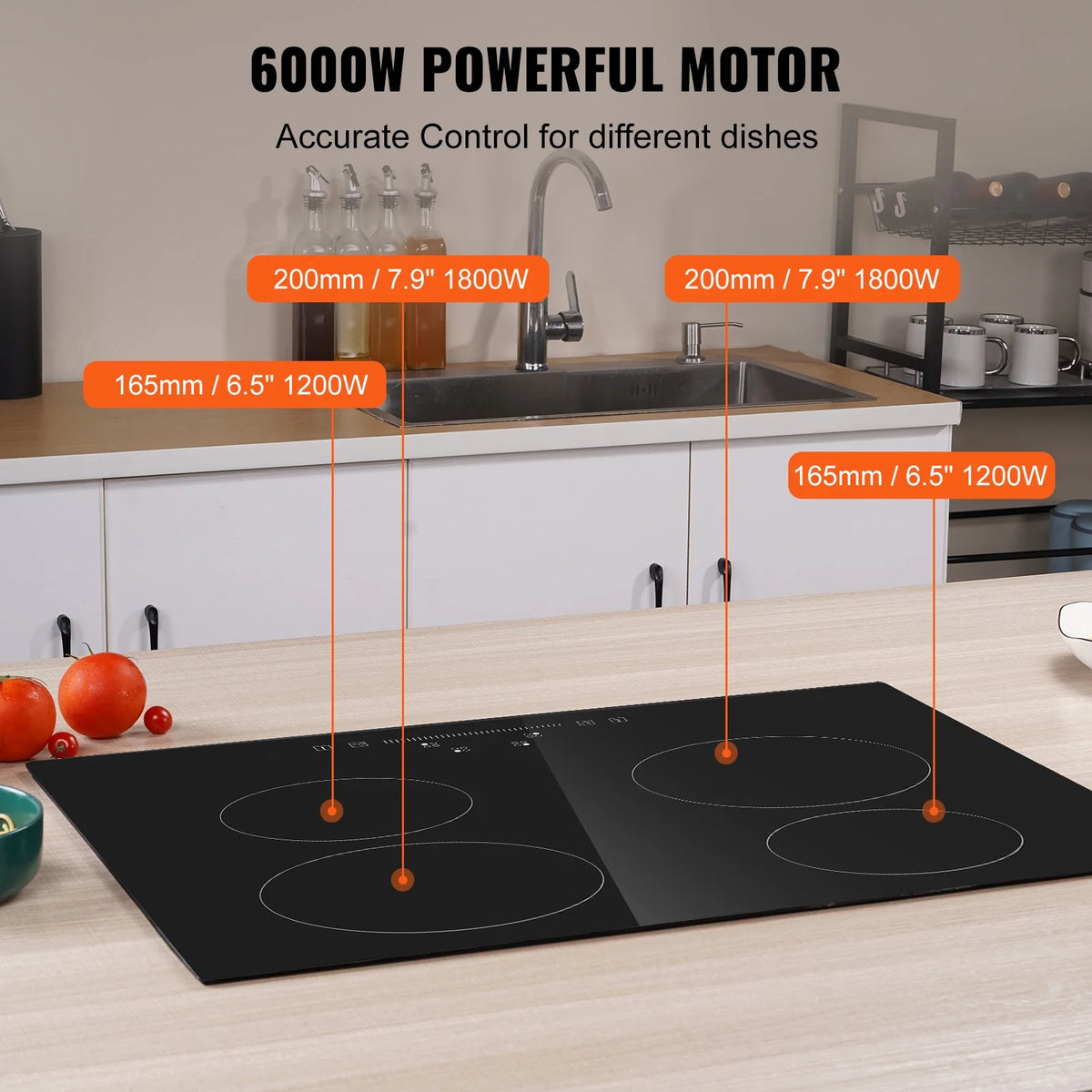 8600W Built-in Electric Ceramic Cooktop 5 Burners P974
