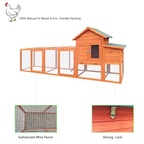 Large Wooden Chicken Coop with Run and Nesting Box G6429