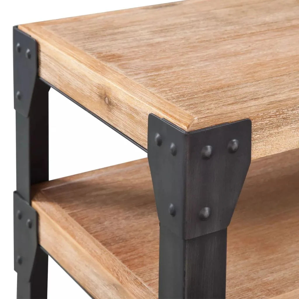 Acacia Wood Console Table with Storage Shelf Steel Legs U49564