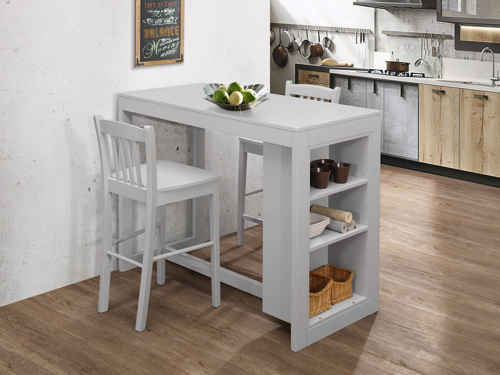 Ash Grey Counter Height Dining Table with Shelving F5071