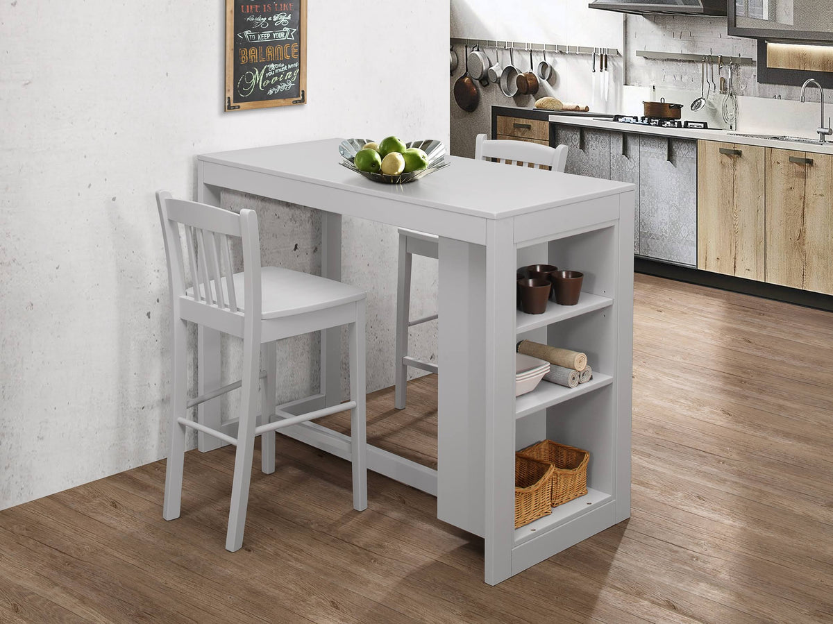 Ash Grey Counter Height Dining Table with Shelving F5071