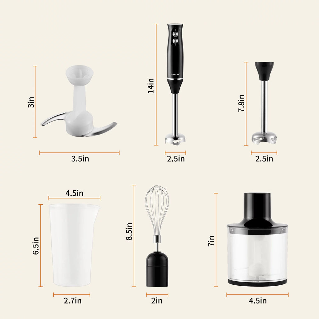 4-in-1 Handheld Electric Kitchen Blender with Stainless Steel Blades T54366