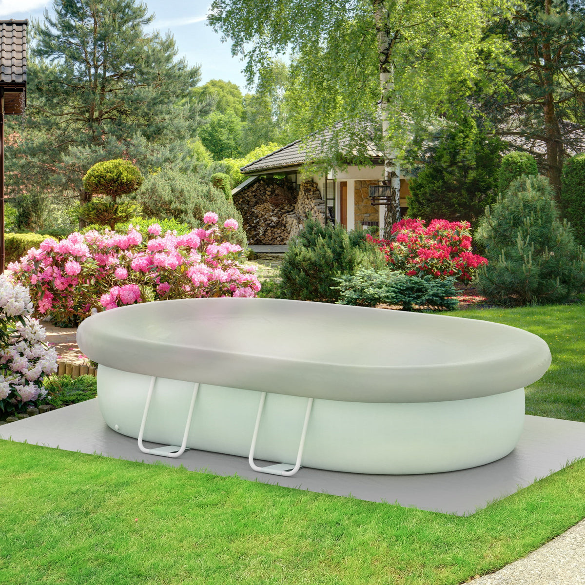 Brown Semi-Inflatable Frame Swimming Pool S94707