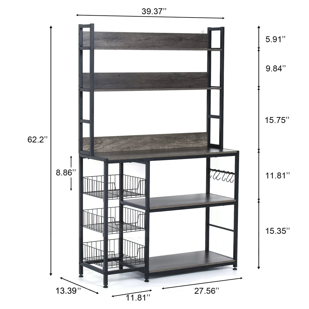 5-Tier Kitchen Bakers Rack with 3 Baskets R29411