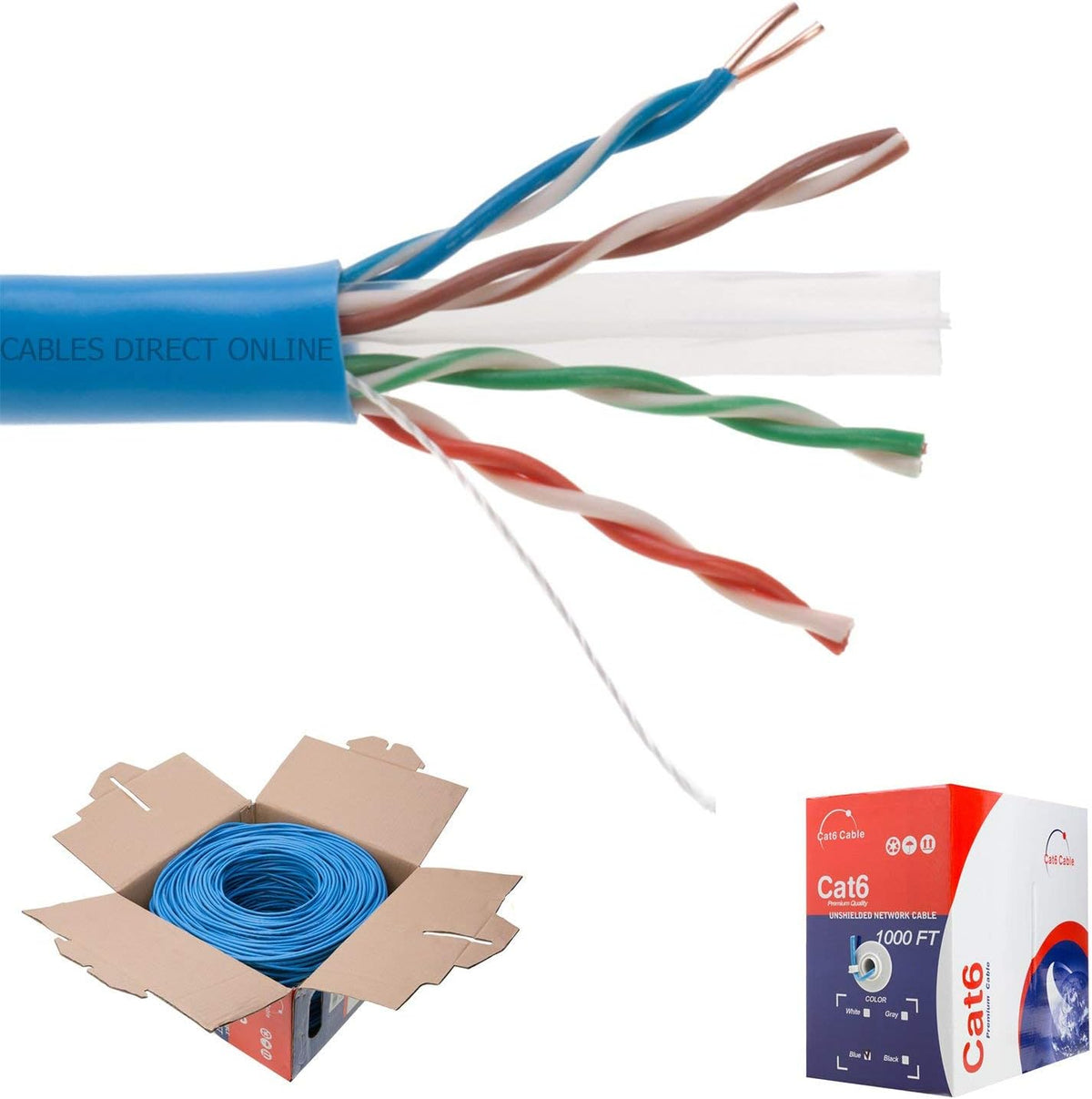 CAT6 1000ft UTP White Ethernet Solid Cable 23AWG Bulk F107