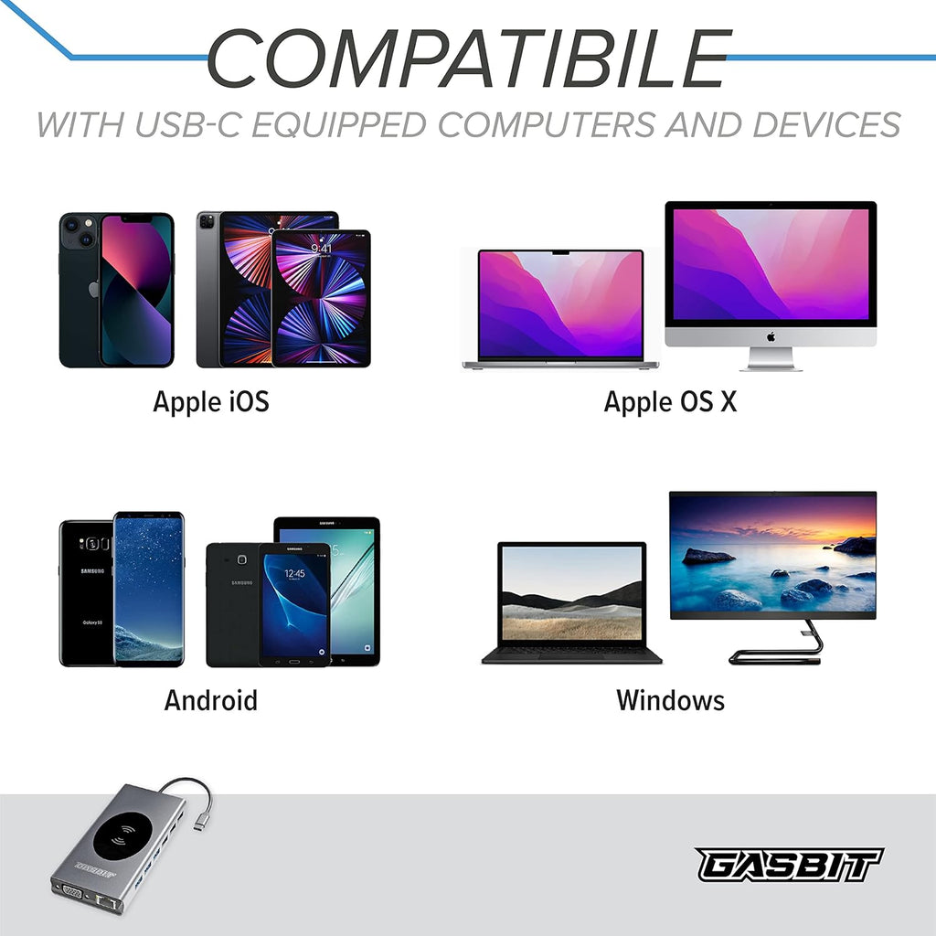 15-in-1 USB C Hub Multiport Adapter with Wireless Phone Charger D47235