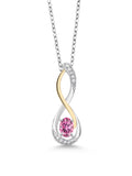 Pink Moissanite Lab Grown Diamond Infinity Pendant Necklace with Chain K571