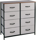 8 Drawer Tall Storage Tower with Fabric Bins, Dark Gray Q6535