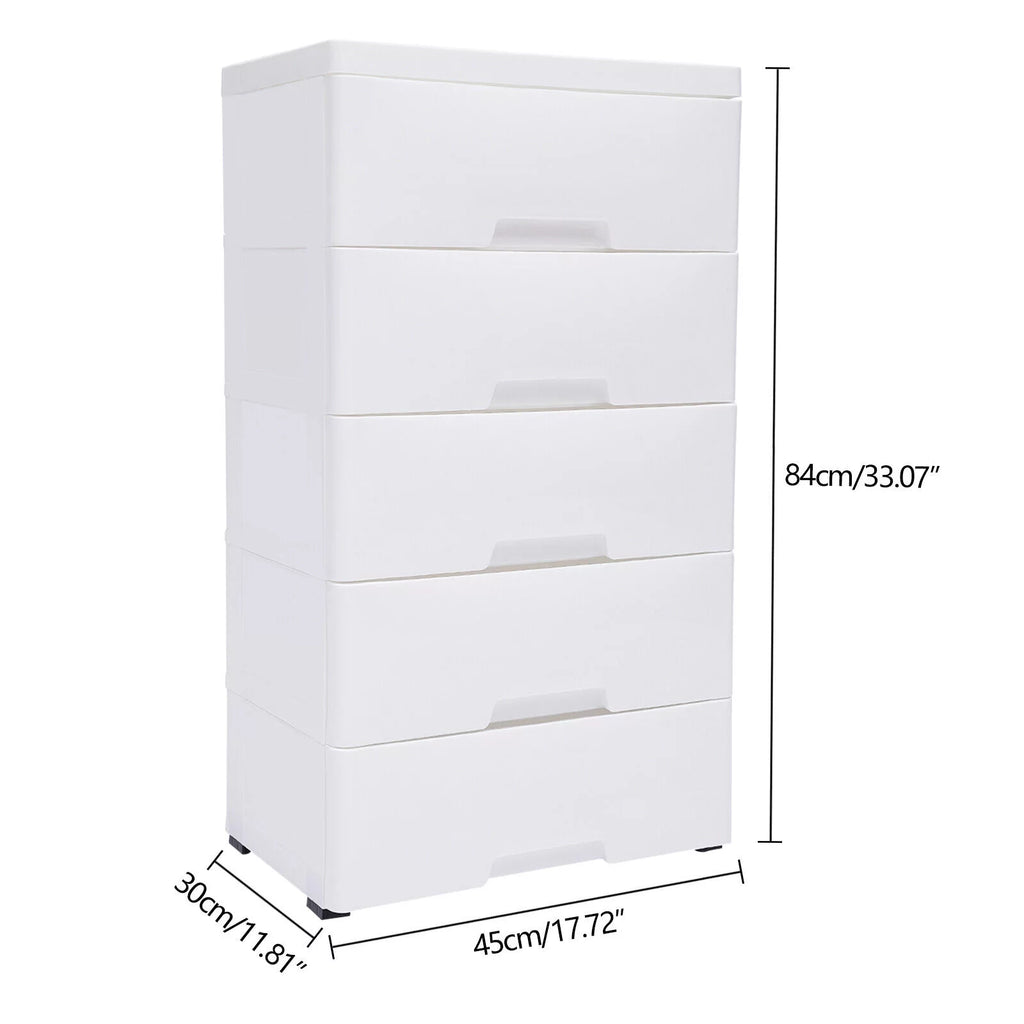 White 5 Drawers Plastic Dresser U102