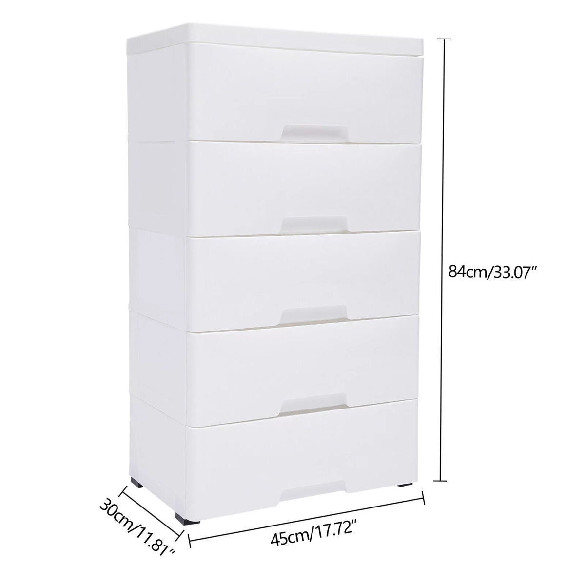 White 5 Drawers Plastic Dresser U102