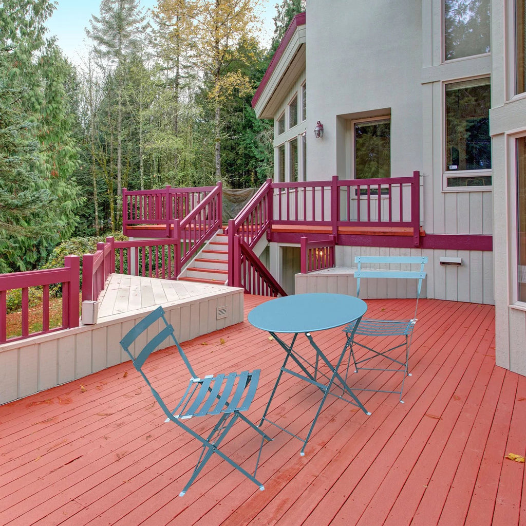 3 Piece Porch Furniture Set with Tea Table Blue V7917