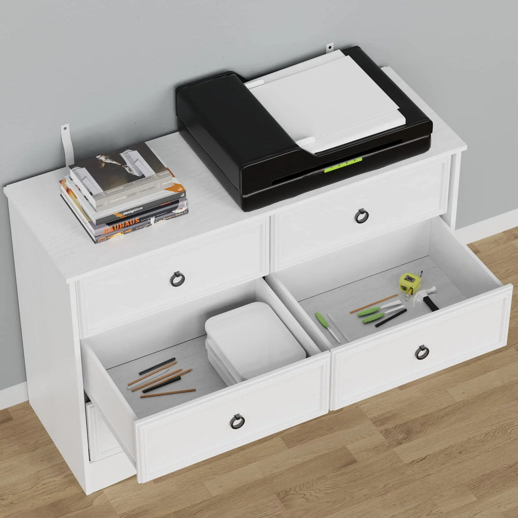 White 6 Drawer Wood Dresser I651748