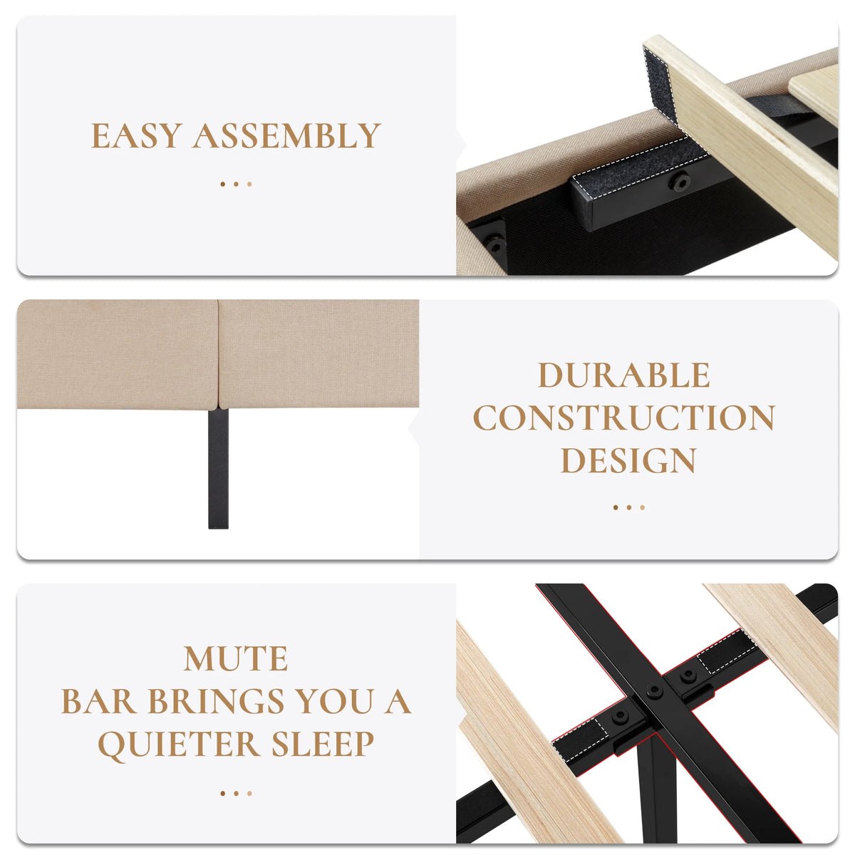 Black Queen Size Platform Bed Frame with Adjustable Tufted Headboard Z15807