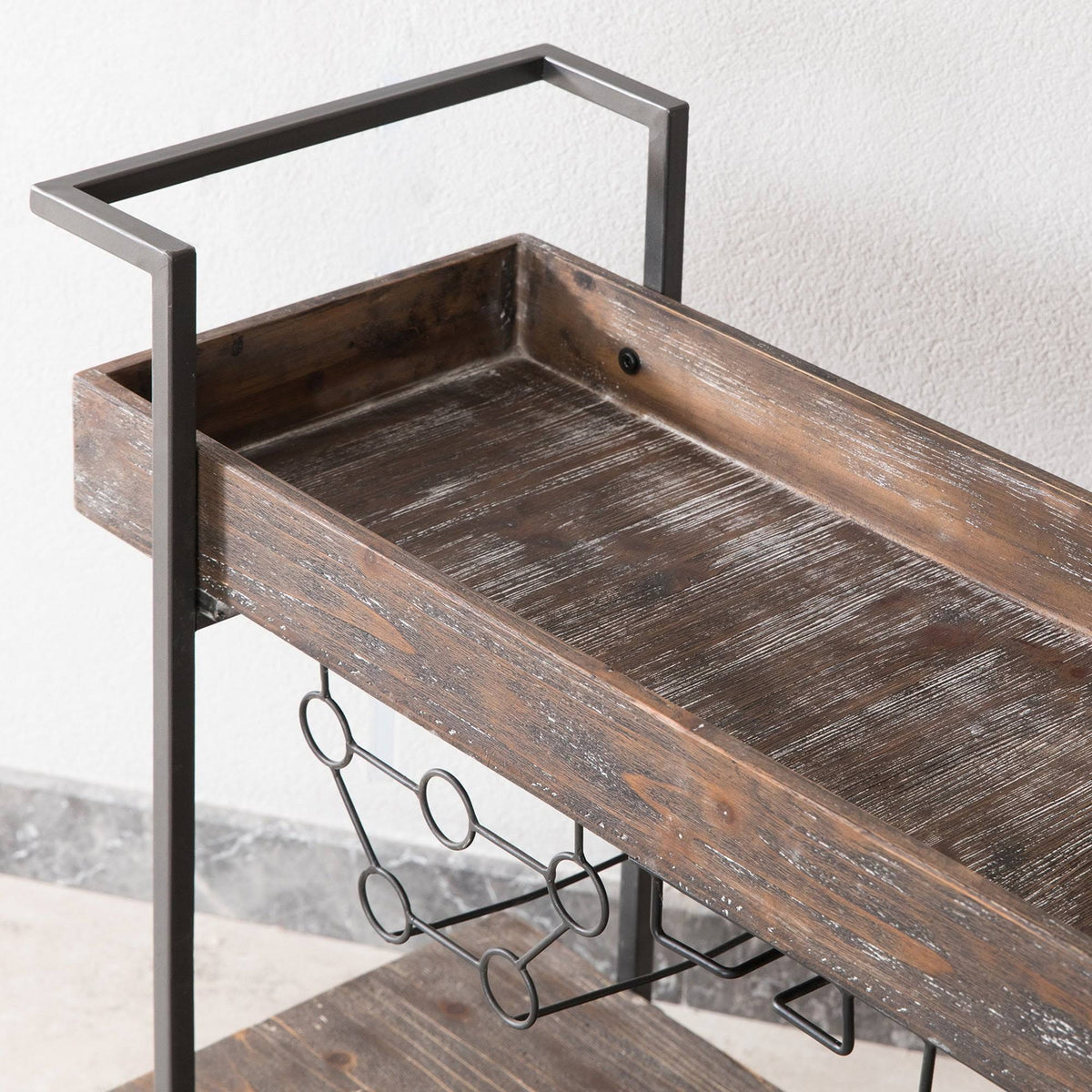 Black Industrial Farmhouse Bar Cart W376