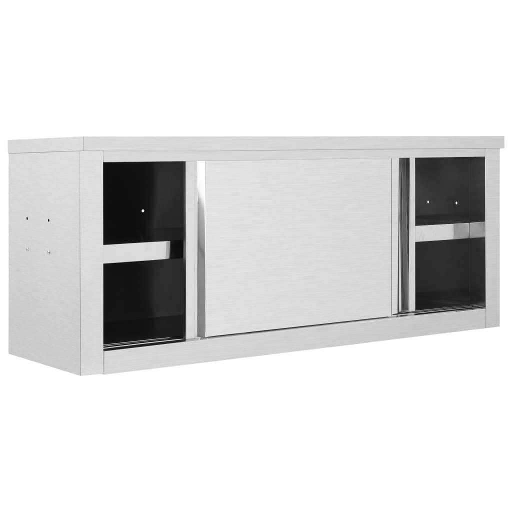 Stainless Steel Kitchen Wall Cabinet with Sliding Doors H77205