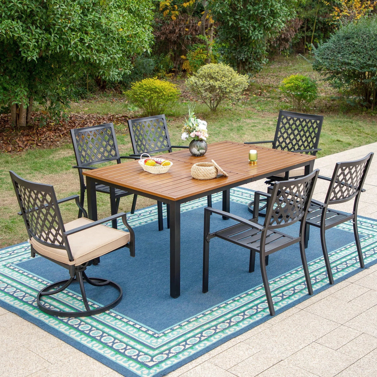7-Piece Outdoor Dining Set with Swivel Chairs and Table C9130