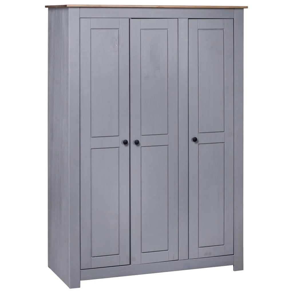 3-Door Gray Pine Wardrobe H5197