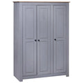 3-Door Gray Pine Wardrobe H5197