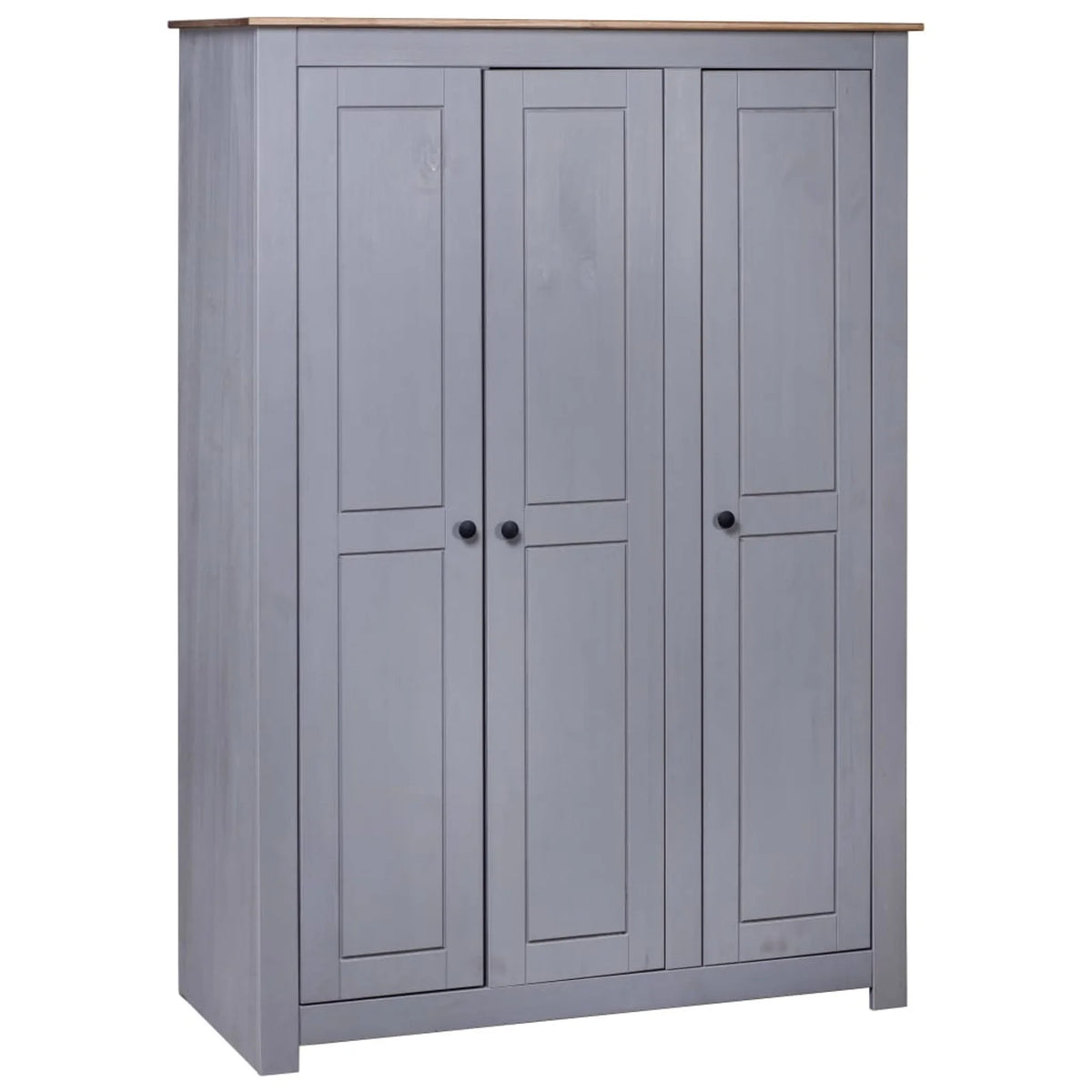 3-Door Gray Pine Wardrobe H5197
