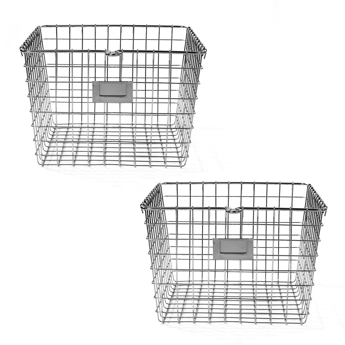 Medium Chrome Wire Storage Basket, 2-Pack Y528