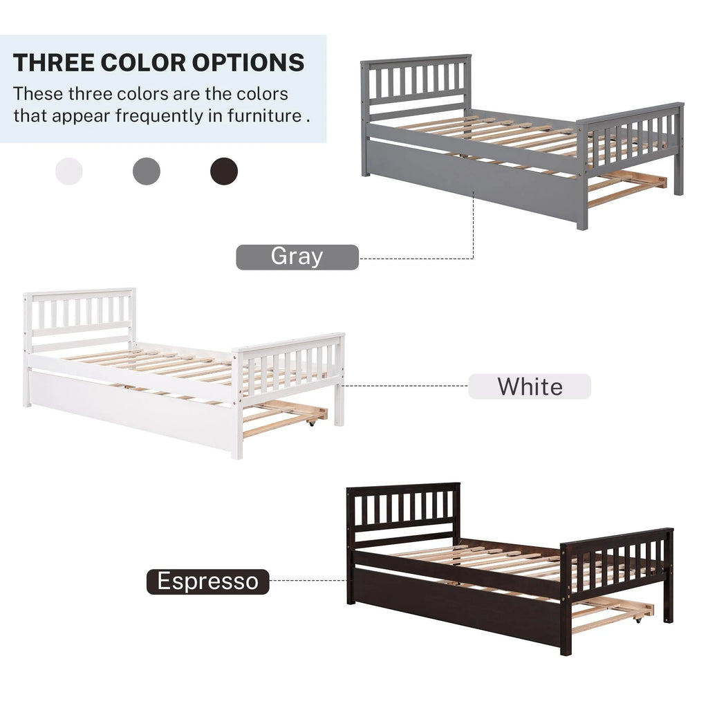 Gray Twin Size Wood Platform Bed with Trundle E451395