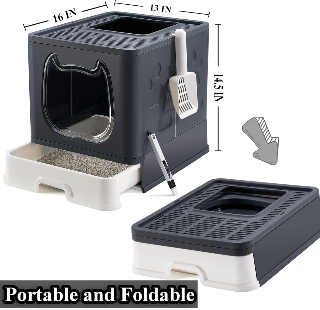 Black Covered Cat Litter Box with Lid I6235