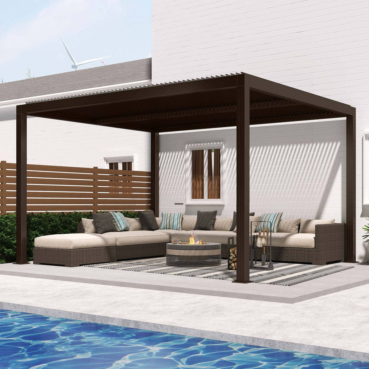 10' × 14' Aluminum Louvered Pergola Q515